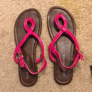 Pink sandals.